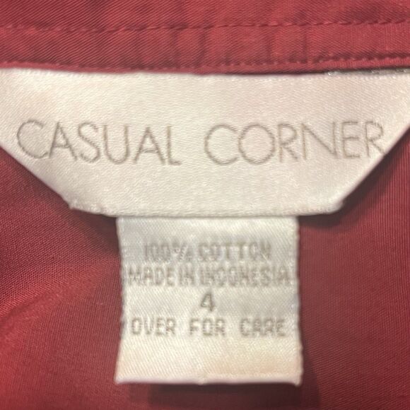 Casual Corner Red Cotton Button Down Shirt Women’s 4 Long Sleeve Vintage Y2K - Picture 3 of 11